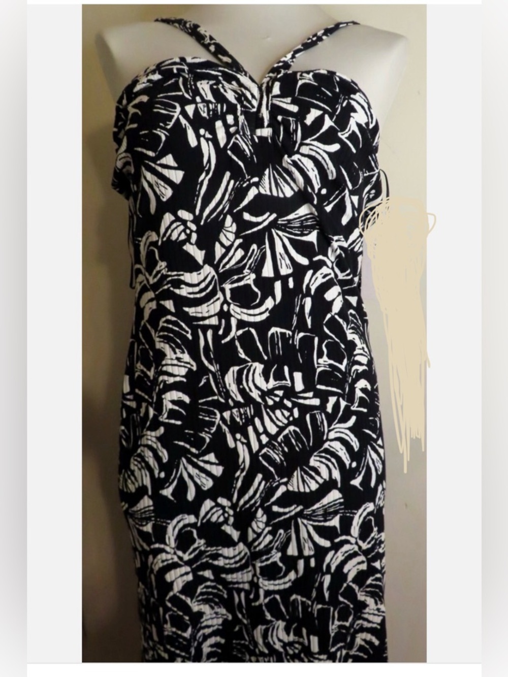 Nine West Black and White Halter Floral Sheath Dress